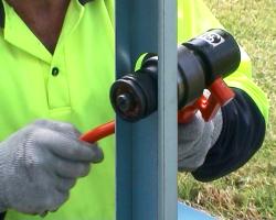 Making penetration holes using a manual hydraulic punch