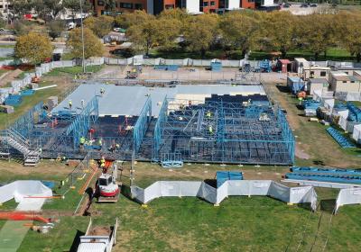 Prefabricated frames used in COVID 19 Surge Centre