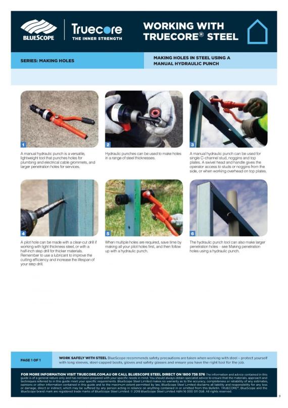 Working with TRUECORE steel Making holes using a manual hydraulic punch thumbnail