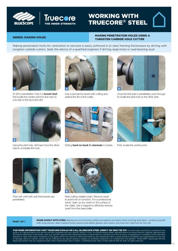 Working with TRUECORE steel Making penetration holes using a Tungsten Carbide hole cutter thumbnail