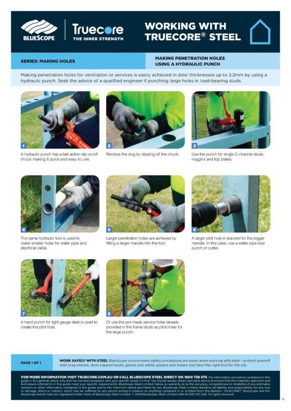 Working with TRUECORE steel Making penetration holes using a manual hydraulic punch thumbnail