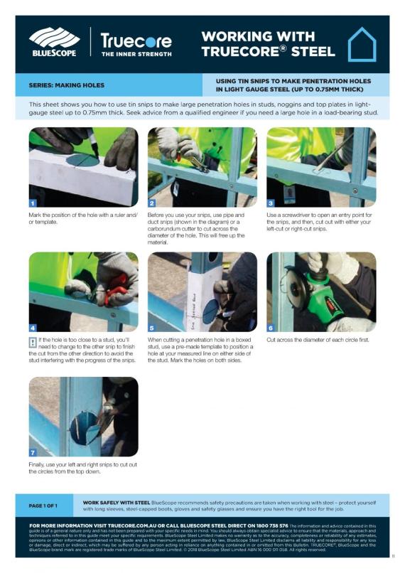 Working with TRUECORE steel Making penetration holes using tin snips thumbnail
