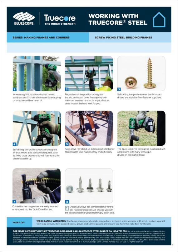 Working with TRUECORE steel Screw fixing steel building frames thumbnail