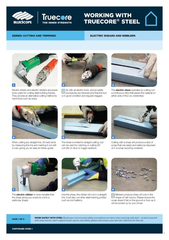 Working with TRUECORE steel Cutting and trimming with electric shears and nibblers thumbnail